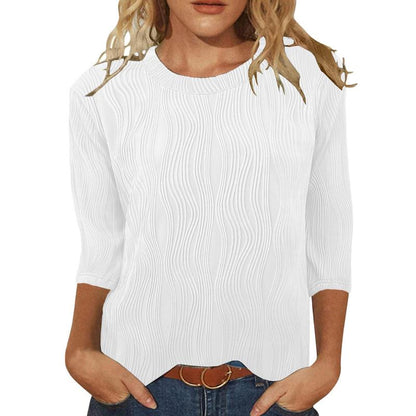 Womens Tops Dressy Casual 3/4 Sleeve round Neck Shirts Loose Fit Blouses